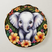 Coussins Ronds Adorable bébé éléphant (Dos)