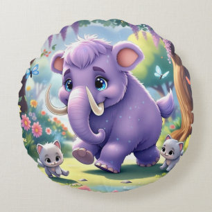 Coussins Ronds Adorable Double face Baby Mammoth Design