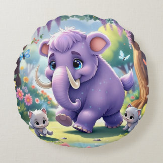 Coussins Ronds Adorable Double face Baby Mammoth Design