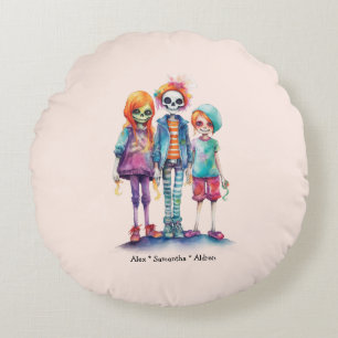 Coussins Ronds Adorable Pastel Zombie Trio - Joli Halloween