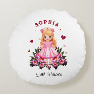 Coussins Ronds Adorable princesse avec fleurs