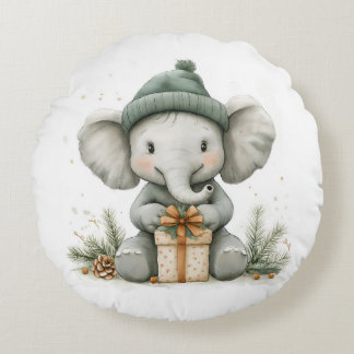 Coussins Ronds adorable série de Noël animal bébé éléphant