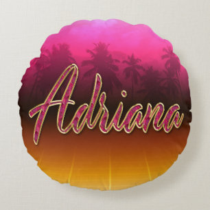 Coussins Ronds Adriana prénom Golden pink Oreillers