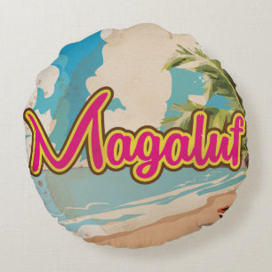 Coussins Ronds Affiche de vacances vintage Magaluf