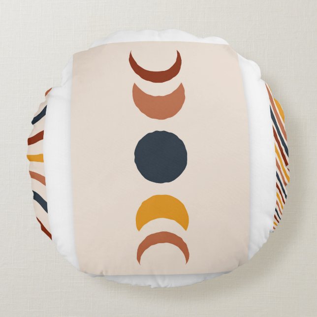 Coussins Ronds Affiches Abstraites de la lune Sun Boho (Devant)