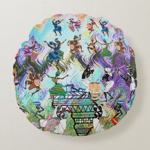 Coussins Ronds African Feast: Rhythms of Africa 