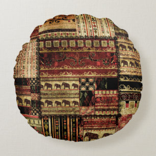 Coussins Ronds African Patchwork : Grunge Print Arrière - plan