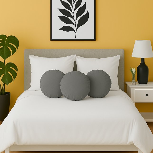 Coussins Ronds Agritourisme Gris Solide Couleur Plat Simple Minim (Créateur téléchargé)