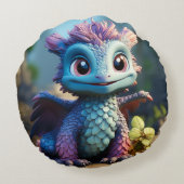 Coussins Ronds Aiden, un tablier de dragon lunaire (Dos)