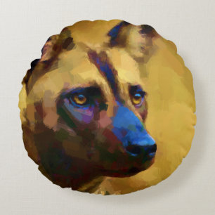 Coussins Ronds Aimer le chien sauvage africain
