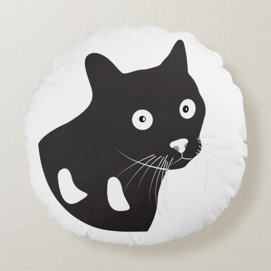 Coussins Ronds Aimez-moi, Aimez mon chat noir (Devant)