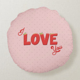 Coussins Ronds Aimez-vous texte de fraise