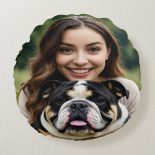 Coussins Ronds Ajouter une photo de Bulldog Personnaliser