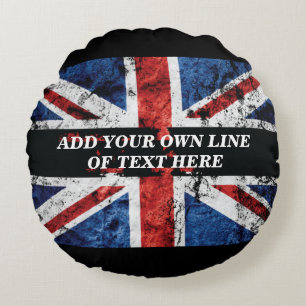 Coussins Ronds Ajouter votre texte sur le drapeau anglais Jeu d'o