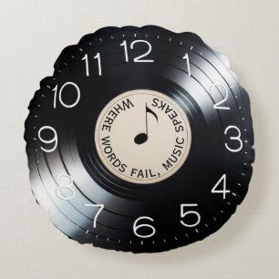 Coussins Ronds Album Black Vinyl Record Avec Citation