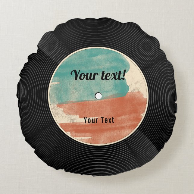 Coussins Ronds Album musical Retro Vinyl Record (Devant)