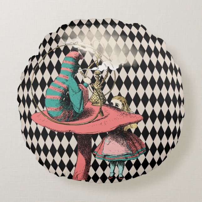 Coussins Ronds Alice et la chenille fumante Hookah (Devant)