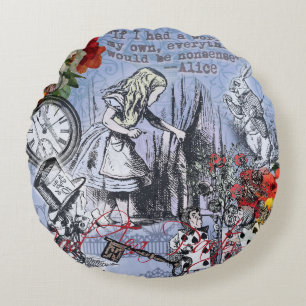 Coussins Ronds Alice nonsense rideau merveilleux - Bleu