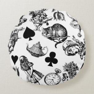 Coussins Ronds Alice White Rabbit Wonderland Classic