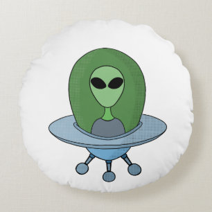 Coussins Ronds Alien dans son petit vaisseau spatial