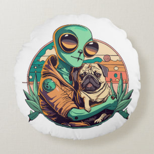 Coussins Ronds Alien et Pug