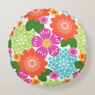 Coussins Ronds Allana Garden Floral Graphique Hawaiien - Brights