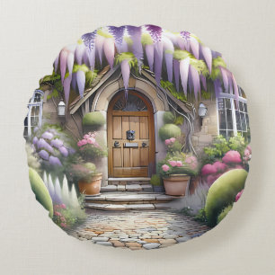 Coussins Ronds Allée de jardin de cottage fantaisiste