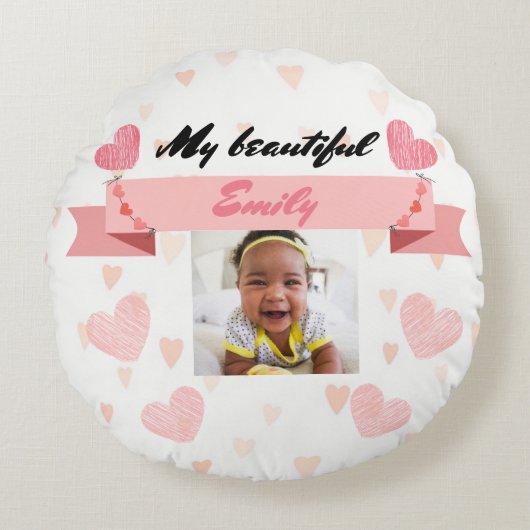 Coussins Ronds Almofada Redonda Almofada Personalize with your ba (Devant)