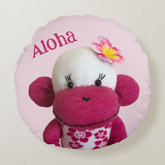 Coussins Ronds Aloha Sock Monkey(Girl)