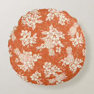 Coussins Ronds Aloha Spirit : Hibiscus-Ananas Harmonie.