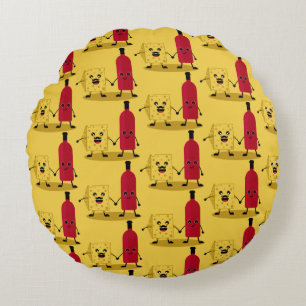 Coussins Ronds Amateurs de vin et de fromage