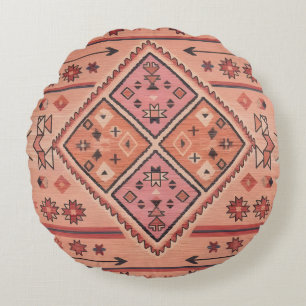 Coussins Ronds Âme de nomade néon - Tapisserie géométrique tribal