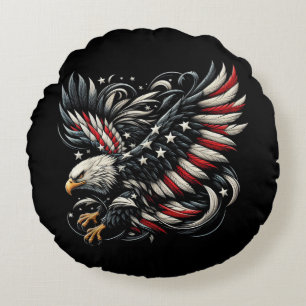 Coussins Ronds Américain patriote avec aigle et drapeau américain
