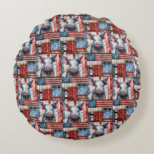 Coussins Ronds American Pig Farm art populaire