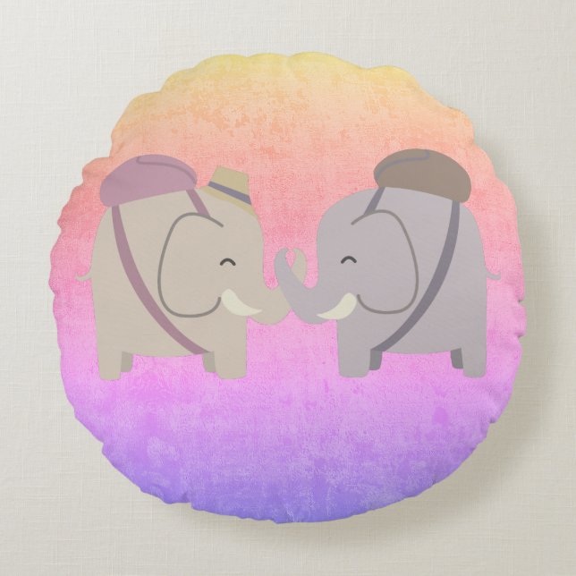 Coussins Ronds amis éléphant (Devant)
