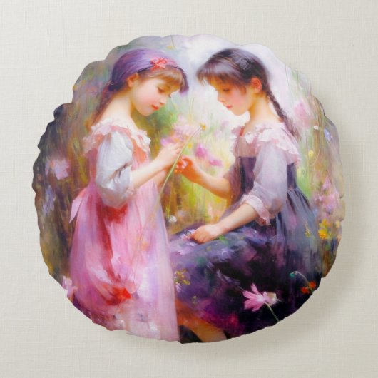 Coussins Ronds Amis et fleurs (Devant)