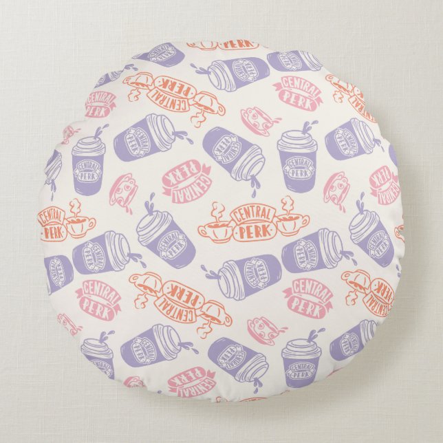 Coussins Ronds AMIS™ | Pastel Central Perk Motif (Devant)