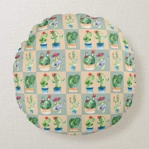 Coussins Ronds amour cactus - aquarelle (2)