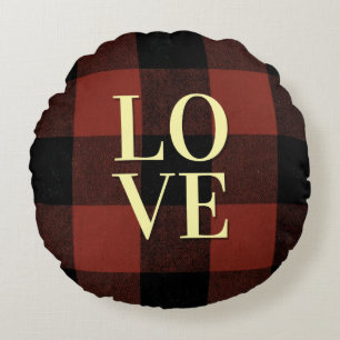 Coussins Ronds Amour cosy Rouge et noir Buffalo Plaid Design