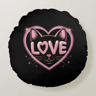 Coussins Ronds Amour de chat scintillant