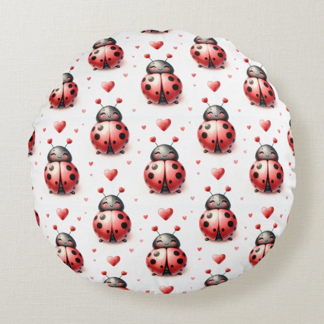 Coussins Ronds Amour de coccinelle (Devant)
