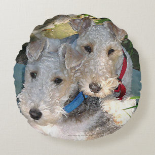 Coussins Ronds Amour de terrier de Fox de fil