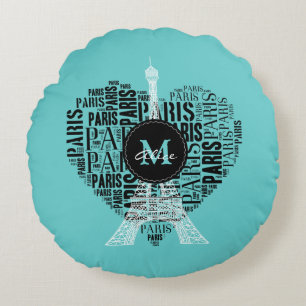 Coussins Ronds Amour Girly Paris du cadeau   de Personalizable