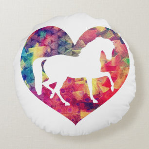 Coussins Ronds Amour pour des chevaux