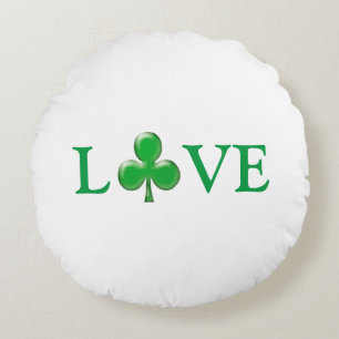 Coussins Ronds Amour vert blanc Irlandais trèfle shamrock mignon