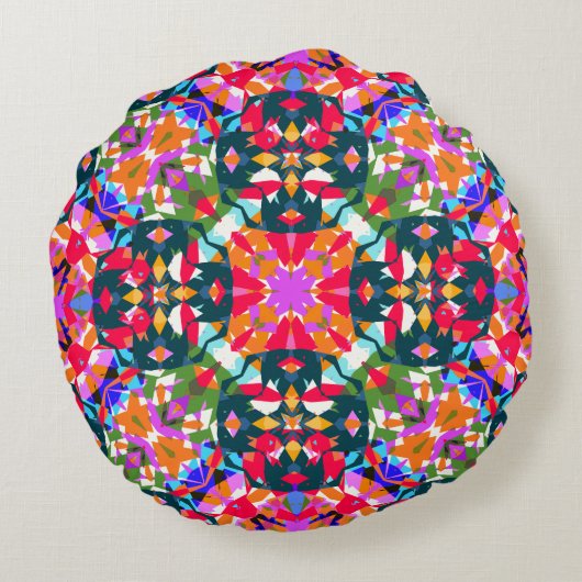 Coussins Ronds Amusant Bright Motif Moderne Eclectique Dopamine D (Dos)