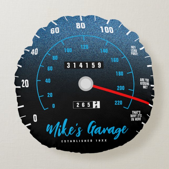 Coussins Ronds Amusante voiture Manly Odometer Speedometer Partie (Devant)