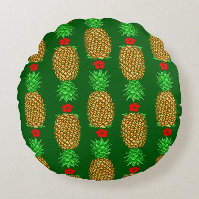 Coussins Ronds Ananas de Noël Tropical Noël chaud Noël Gre (Devant)