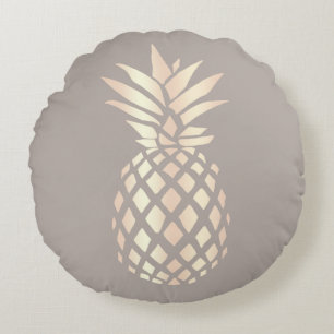 Coussins Ronds Ananas rose et gris d'or d'en cuivre assez éléga