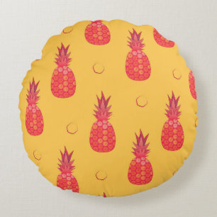 Coussins Ronds Ananas rose sur arrière - plan orange. Patte trans